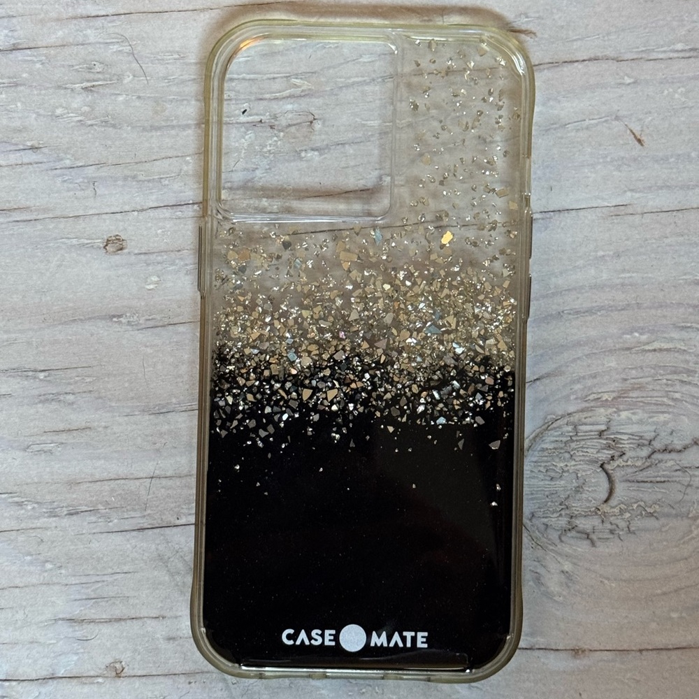 Case-Mate Black and Gold Glitter iPhone 13 Pro Case
